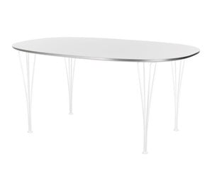 Superellipsi B613-ruokapöytä, valkoinen/valkoinen, 120 x 180 cm