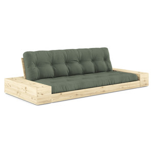 Base-futonsohva laatikoilla, olive green/mänty, L 244 cm
