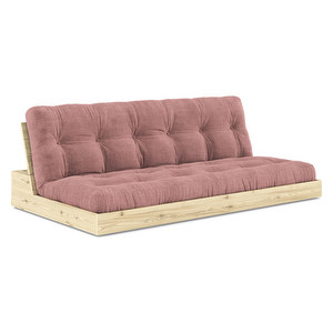 Base-futonsohva, Corduroy-kangas sorbet pink/mänty, L 196 cm