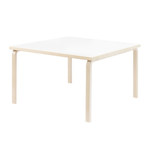 Pöytä 84, koivu/valkoinen laminaatti, 120 x 120 cm