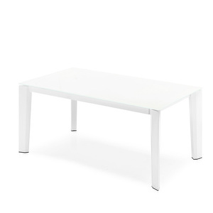 Delta -jatkettava ruokapöytä, valkoinen lasi/valkoinen, 100 x 180/240 cm