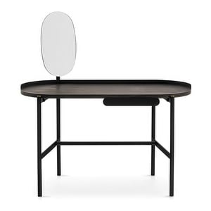 Madame Desk with Mirror, Black/Matt Black
