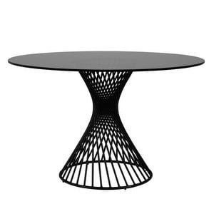 Vortex-ruokapöytä, harmaa lasi/mattamusta, ø 120 cm