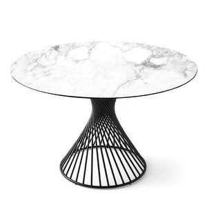 Vortex-ruokapöytä, valkoinen marmori/mattamusta, ø 120 cm
