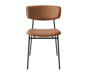 Fifties Chair, Brown Fabric/Matt Black