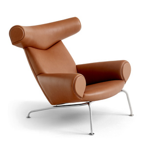 Wegner Ox Chair -nojatuoli, Max 95 -nahka konjakki/harjattu teräs