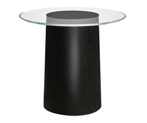 Stub-sohvapöytä, musta saarniviilu/lasi, ⌀ 49 cm