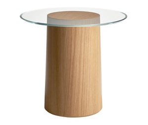 Stub-sohvapöytä, tammiviilu/lasi, ⌀ 49 cm