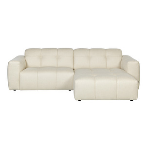 Chess Chaise Sofa, Dolce Cream Fabric White, W 250 cm/Right