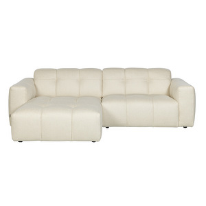 Chess Chaise Sofa, Dolce Cream Fabric White, W 250 cm/Left