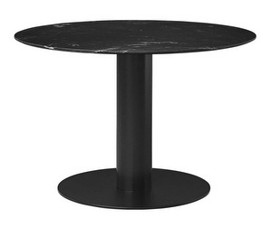 2.0-ruokapöytä, musta marmori/musta, ⌀ 110 cm