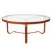 Adnet Coffee Table, Brown Leather / Glass, ⌀ 100 cm