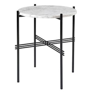 TS-sivupöytä, valkoinen marmori/musta, ⌀ 40 cm