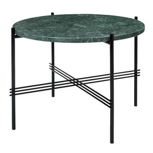 TS Coffee Table, Green Guatemala Marble/Black, ø 55 cm