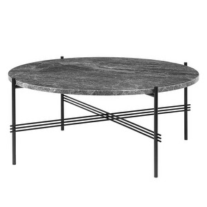 TS-sohvapöytä, harmaa marmori/musta, ⌀ 80 cm