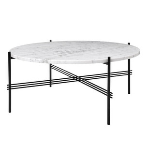 TS-sohvapöytä, valkoinen marmori/musta, ⌀ 80 cm