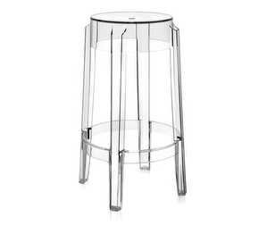 Charles Ghost Stool, Clear, H 65 cm