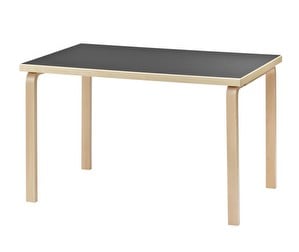 Pöytä 81B, koivu/musta linoleum, 75 x 120 cm