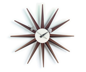 Sunburst Clock, Walnut, ø 47 cm