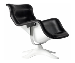 Karuselli Lounge Chair, Black Leather, H 92 cm