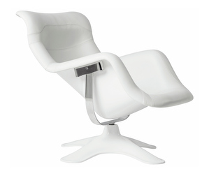 Karuselli Lounge Chair, White Leather, H 92 cm