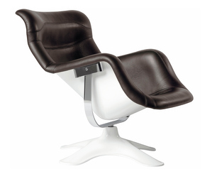 Karuselli Lounge Chair, Brown Leather, H 92 cm