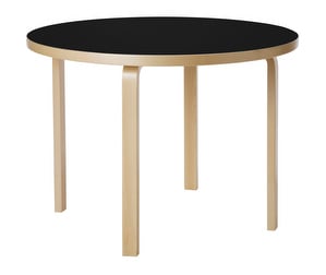 Pöytä 90A, musta linoleum, ø 100 cm
