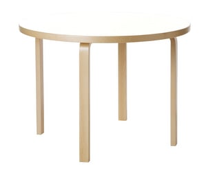 Pöytä 91, koivu/valkoinen laminaatti, ø 125 cm