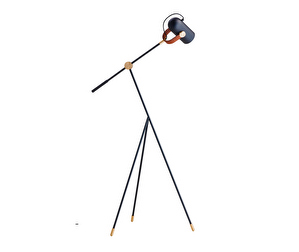 Carronade Floor Lamp, Black/Walnut, H 133 cm