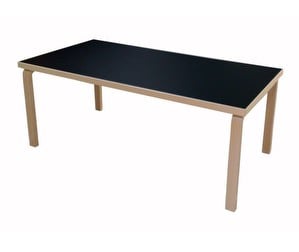 Pöytä 83, koivu/musta linoleum, 91 x 182 cm