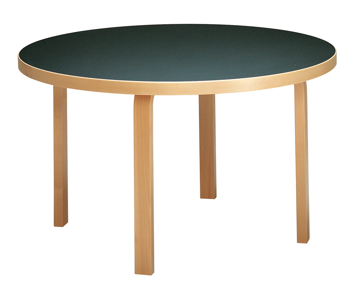 Artek Table 91 Birch/Black Linoleum, ø 125 cm