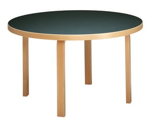 Pöytä 91, koivu/musta linoleum, ø 125 cm