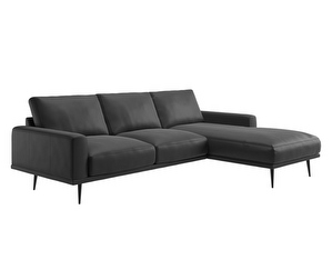 Carlton Chaise Sofa, Estoril Leather 0950 Black, W 240 cm