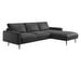 Carlton Chaise Sofa, Estoril Leather 0950 Black, W 240 cm