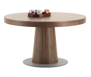 Granada Extendable Dining Table, Walnut/Titanium, ø 130/182 cm
