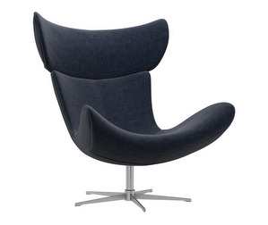 Imola Armchair, Napoli Fabric 2257 Blue / Steel, Swivel base