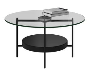 Madrid-sohvapöytä, metalli/kirkas lasi, ⌀ 80 cm