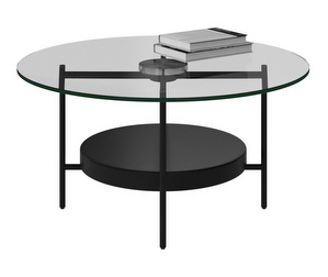 Madrid Coffee Table, Metal / Clear Glass, ø 80 cm