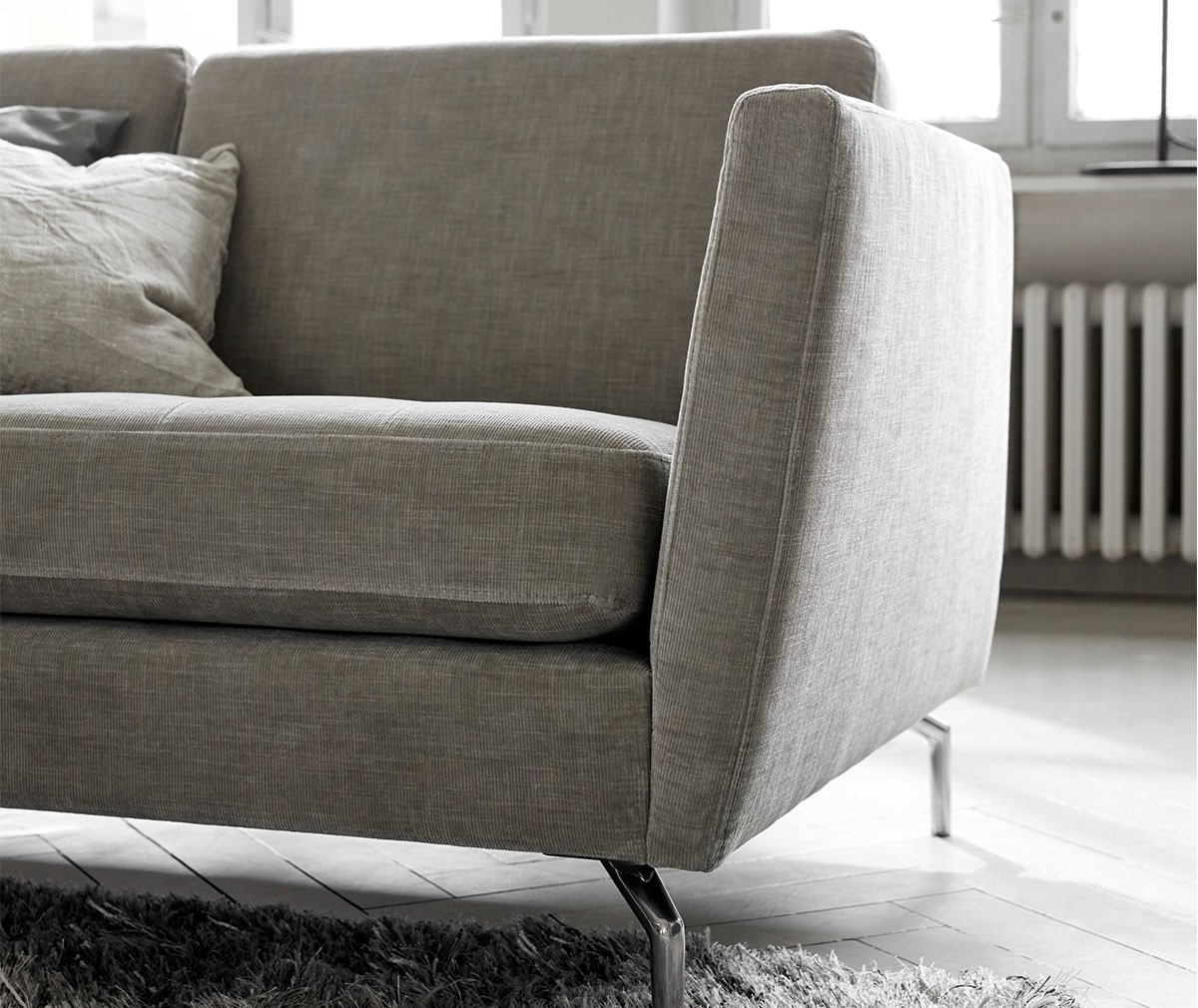 BoConcept Osaka Chaise Sofa, Napoli Fabric 2250 Grey