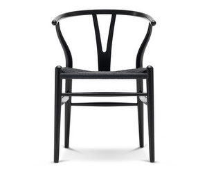 CH24 Wishbone -tuoli, musta tammi, musta istuin