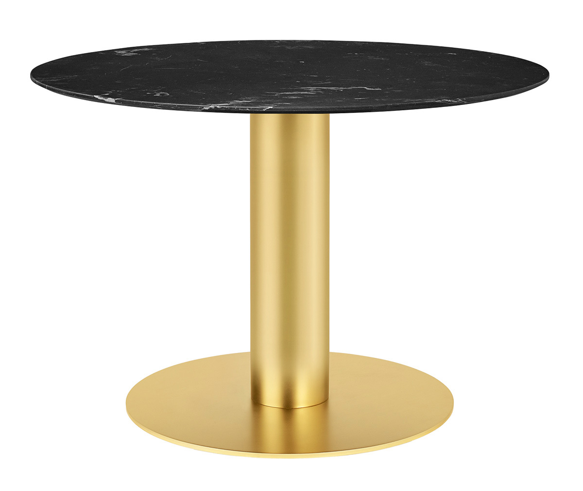 Gubi 2.0-ruokapöytä musta marmori/messinki, ⌀ 110 cm