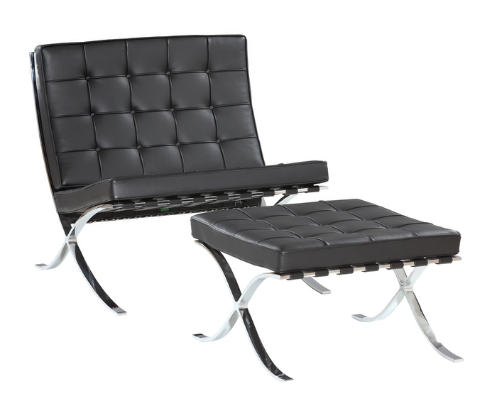 Knoll Barcelona-tuoli musta nahka/kromi