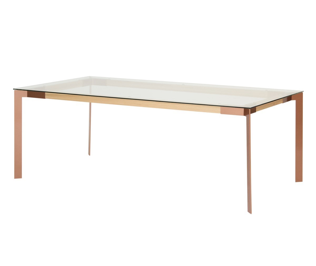 Glass and shop copper dining table