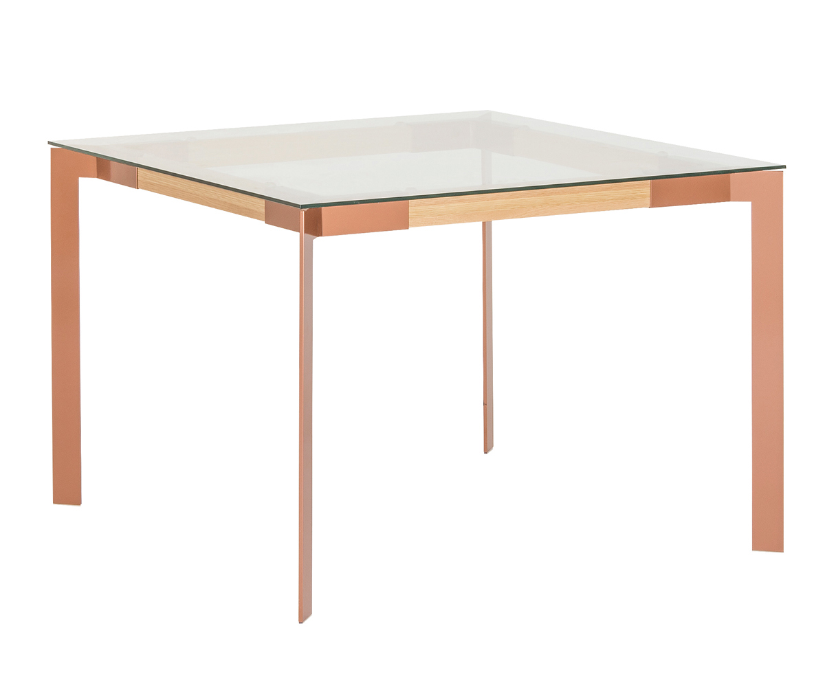 Muurame Viisto Dining Table Glass/Copper/Oak, 104 x 104 cm