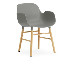 Form-tuoli käsinojilla, harmaa/tammi