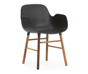Form-tuoli käsinojilla, musta/pähkinä