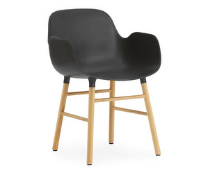 Form Chair with Armrests, Black/Oak