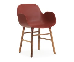 Form Chair with Armrests, Red/Walnut