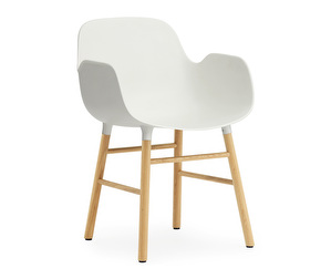 Form-tuoli käsinojilla, valkoinen/tammi