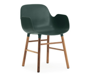 Form Chair with Armrests, Green/Walnut